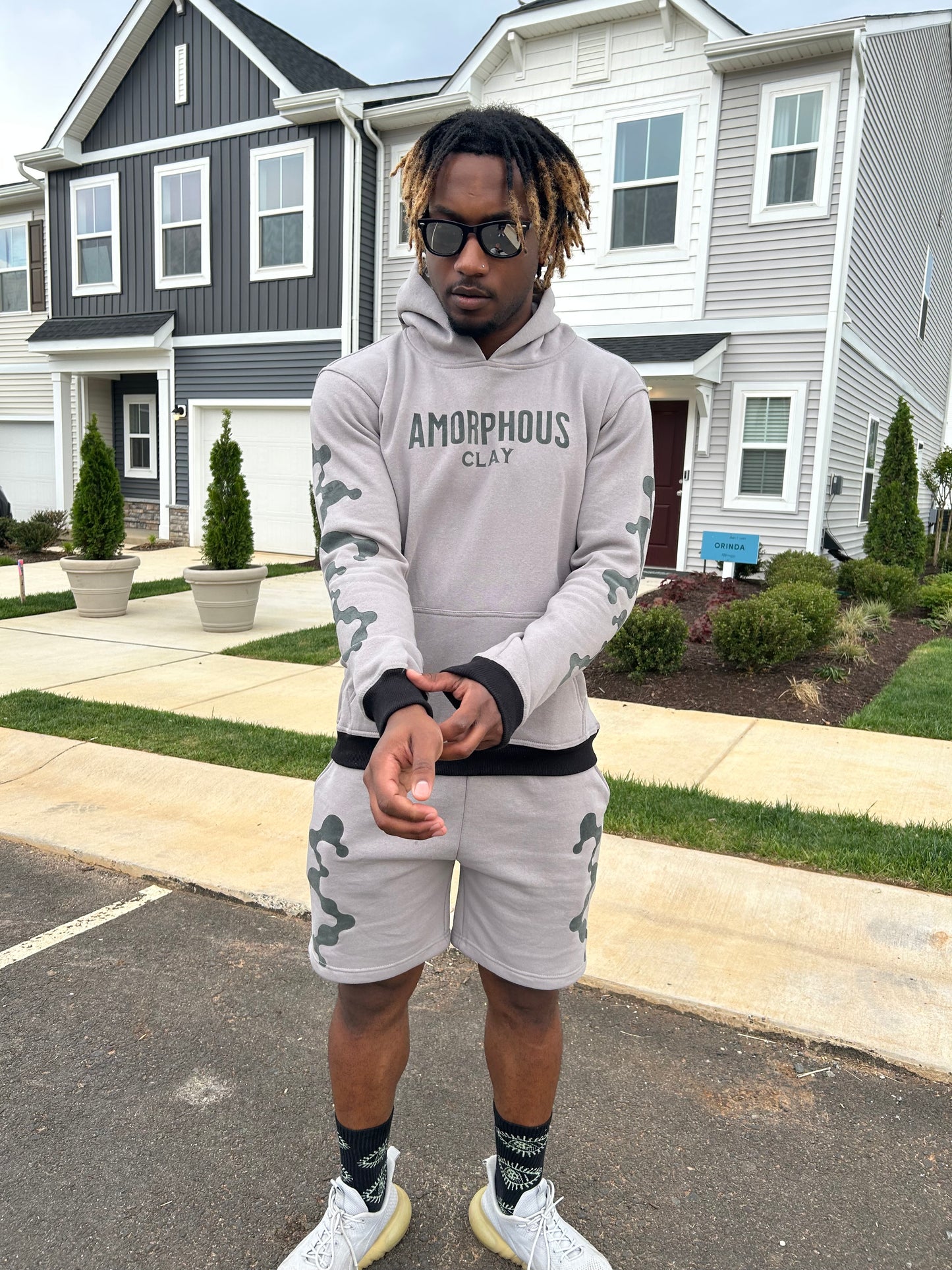 Amorphous Clay Satin-Shorts