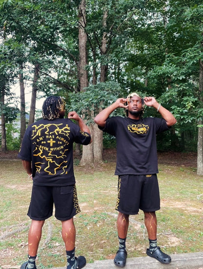 Oversized Black Kintsugi Shorts
