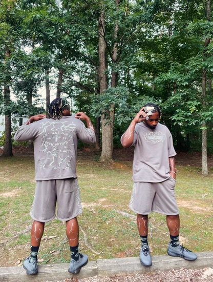 Oversized Gray Kintsugi Shorts