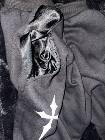 Yeshua Black Satin-Sweatpants