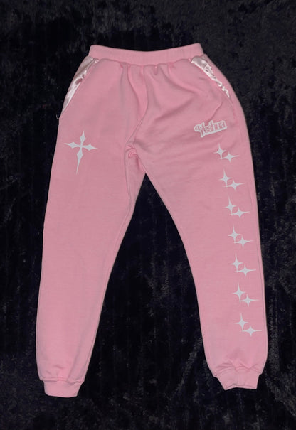 Yeshua Pink Satin-Sweatpants