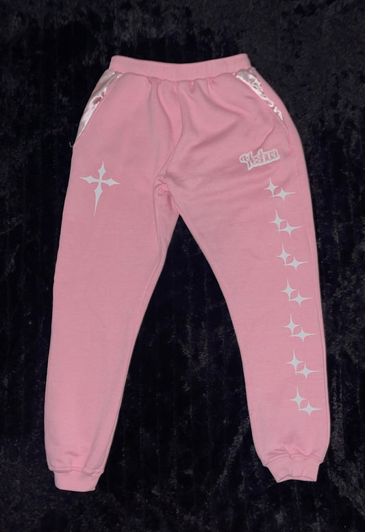 Yeshua Pink Satin-Sweatpants