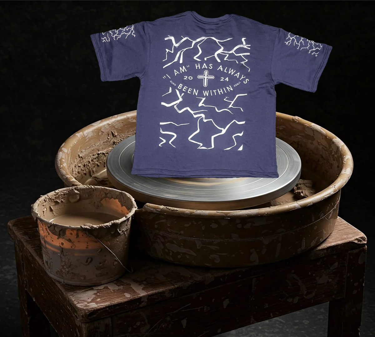 Oversized Navy Blue Kintsugi Shirt