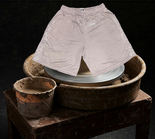 Oversized Gray Kintsugi Shorts