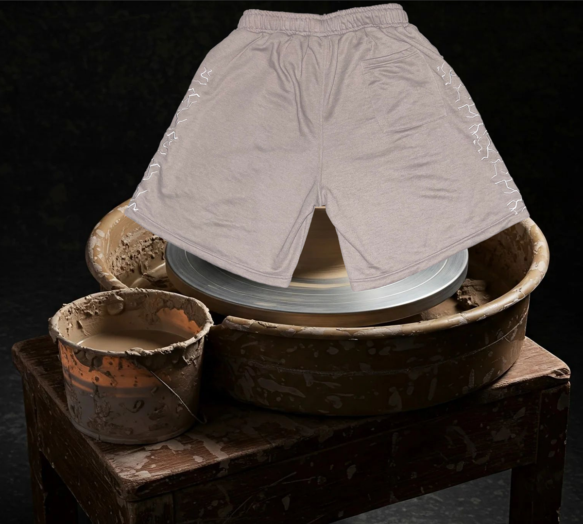 Oversized Gray Kintsugi Shorts