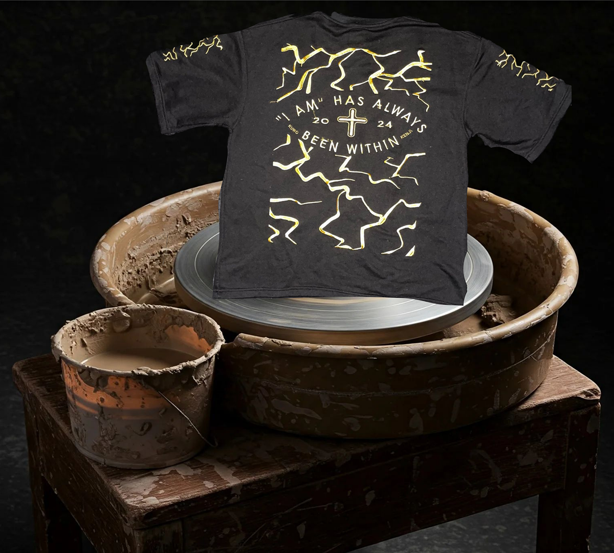 Oversized Black Kintsugi Shirt